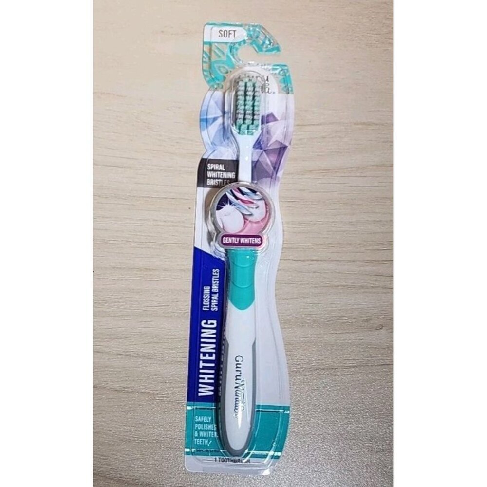 GuruNanda Gentle Giant Whitening Toothbrush – Soft Flossing Spiral Bristles – 1